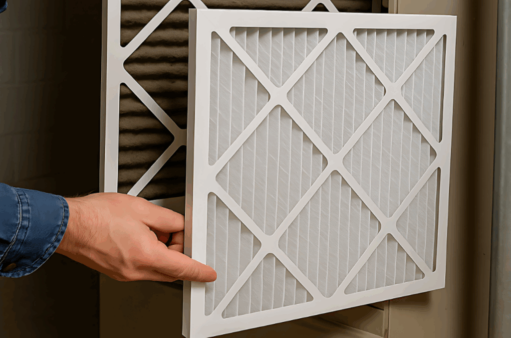 Indoor air filter replacement as part of improving indoor air quality in residential HVAC system