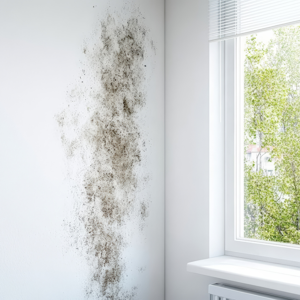 Applying mold-resistant paint to interior wall to prevent mold growth