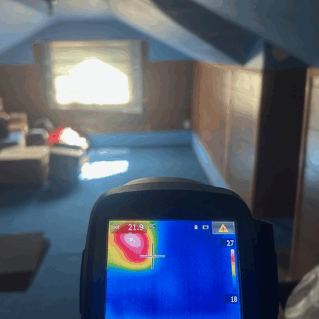 Thermal imaging used to detect hidden water damage in walls and ceilings